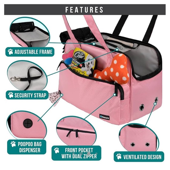 PetAmi Small Dog Purse Carrier, Soft-Sided Pet Carrier Bag with Pockets - Picture 2 of 4